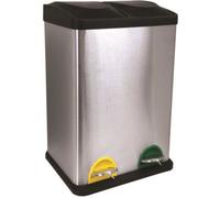 MSV - Poubelle à Pédale Tri Sélectif Inox 40L - 2 Bacs Amovibles de 20L - Design Moderne - Silencieuse et Anti-Odeurs - Idéale Cuisine et Extérieur