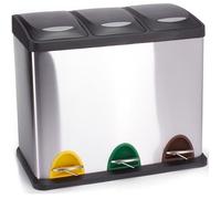 MSV Poubelle Tri Sélectif Inox 3 bacs 8Lx3