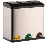 MSV France Poubelle à pédale Tri sélectif 3x20 L inox gris 60,5x34x60,5 cm