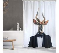 MSV Rideau de Douche Anti-moisissure - Anti-bactérien, Lavable, imperméable, avec 12 Anneaux de Rideau de Douche - Polyester « Nyala » - 180 x 200 cm - Blanc cerf