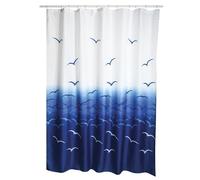 MSV Rideau de Douche Anti-moisissures - Antibactérien, Lovable, Impermeable, 12 Anneaux de Douche Inclus - Polyester, “Mouettes” 180x200cm