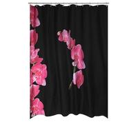 MSV, Rideau de Douche, en Polyester, Revêtement antibactérien, Anneaux Inclus, Lavable à 30°, Imperméable Tissu Lavable en Machine Rideau Salle de Bain, Fleurs Noir & Rose, 180 x 200 cm