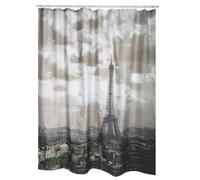 MSV, Rideau de Douche, en Polyester, Revêtement antibactérien, Anneaux Inclus, Lavable à 30°, Imperméable Tissu Lavable en Machine Rideau Salle de Bain, Paris, 180 x 200 cm