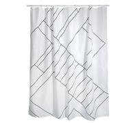 MSV Rideau de Douche Polyester MONOLITHIC 180x200cm Noir & Blanc - Anneaux Inclus