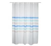 MSV - Rideau de Douche Polyester Rideau de Douche avec 8 œillets - Matériau imperméable - Résistant à la lumière et à l'eau - 180x200cm - SEAUVILLE Pastel - Bleu & Blanc - Anneaux Inclus