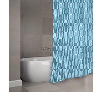 MSV Rideau de Douche Polyester Wave 180x200cm QUALITÉ Premium Bleu - Anneaux Inclus