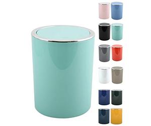 MSV Salle de Bains Aspen Design Poubelle Salle de Bains Poubelle à pédale Poubelle Push à Couvercle basculant Récipient à ordures à Couvercle oscillant 6 litres (ØxH): Approx. 18,5 x 26cm Vert Pastel