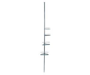 MSV Service de Douche télescopique avec étagères, métal, Argent, 25.5 x 250 x 32.5 cm