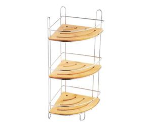MSV - Serviteur de Douche d'angle Autoportée - Métal/Plastique - Hauteur Standard (225-245 cm) - 22,5 x 16 cm - Blanc - Ajustable pour Espaces Étroits - Accessoire Salle de Bain