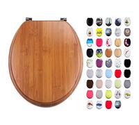 MSV Siège de toilette universel en bambou, couleur bois, dimensions 42,5 x 36,5 x 1,6 cm