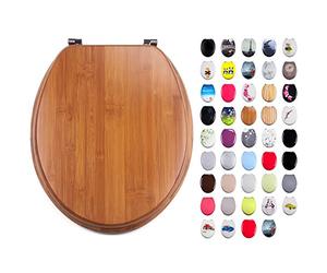 MSV Siège de toilette universel en bambou, couleur bois, dimensions 42,5 x 36,5 x 1,6 cm
