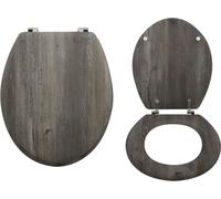 MSV Siège de WC Couvercle de WC MDF noyau en bois "Blue Ridge" Charnières en acier inoxydable - qualité supérieure et stable