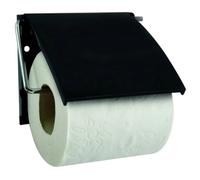 MSV - Porte Rouleau Papier WC Mural - PS & Acier Chromé - pour Stockage Douche et Accessoires de Bain - Noir - Idéal pour Produits de Soins Personnels