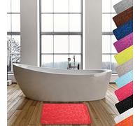 MSV - Tapis de Bain Galets - Revêtement Antidérapant en Latex - Compatible Chauffage au Sol - 50 x 80 cm - Rouge - Confort et Sécurité pour Salle de Bain