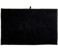 MSV - Tapis de Bain Microfibre Chenille - Poils Longs Anti-dérapant - Lavable en Machine - Boucle d'Accrochage Pratique - Confort et Hygiène Optimisés - Noir - Unitaire - 40x60 cm