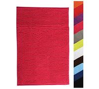 MSV - Tapis de Bain Microfibre Chenille - Poils Longs Anti-dérapant - Lavable en Machine - Boucle d'Accrochage Pratique - Confort et Hygiène Optimisés - Rose Fuschia - Unitaire - 60x90 cm
