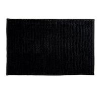 MSV Tapis de bain microfibre chenille, poils longs antidérapant, lavable en machine, Noir 50x80 cm