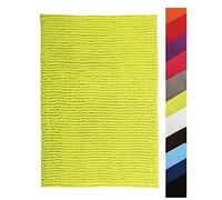 MSV - Tapis de Bain Microfibre Chenille - Poils Longs Anti-dérapant - Lavable en Machine - Boucle d'Accrochage Pratique - Confort et Hygiène Optimisés - Vert Clair - Unitaire - 60x90 cm