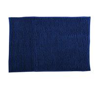 MSV - Tapis de Bain Microfibre Chenille - Poils Longs Anti-dérapant - Lavable en Machine - Boucle d'Accrochage Pratique - Confort et Hygiène Optimisés - Bleu Foncé - Unitaire - 50x80 cm