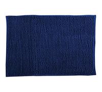 MSV - Tapis de Bain Microfibre Chenille - Poils Longs Anti-dérapant - Lavable en Machine - Boucle d'Accrochage Pratique - Confort et Hygiène Optimisés - Bleu Foncé - Unitaire - 60x90 cm
