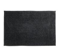 MSV - Tapis de Bain Microfibre Chenille - Poils Longs Anti-dérapant - Lavable en Machine - Boucle d'Accrochage Pratique - Confort et Hygiène Optimisés - Gris Foncé - Unitaire - 50x80 cm