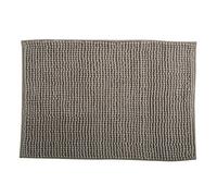 MSV - Tapis de Bain Microfibre Chenille - Poils Longs Anti-dérapant - Lavable en Machine - Boucle d'Accrochage Pratique - Confort et Hygiène Optimisés - Taupe - Unitaire - 50x80 cm