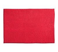 MSV - Tapis de Bain Microfibre Chenille - Poils Longs Anti-dérapant - Lavable en Machine - Boucle d'Accrochage Pratique - Confort et Hygiène Optimisés - Rouge - Unitaire - 40x60 cm