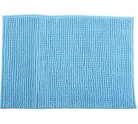 MSV Tapis de bain microfibre chenille Poils longs antidérapant Lavable en machine 60x90 Bleu clair