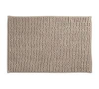 MSV - Tapis de Bain Microfibre Chenille - Poils Longs Anti-dérapant - Lavable en Machine - Boucle d'Accrochage Pratique - Confort et Hygiène Optimisés - Taupe - Unitaire - 40x60 cm