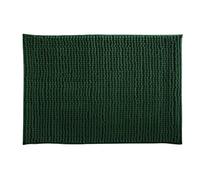 MSV - Tapis de Bain Microfibre Chenille - Poils Longs Anti-dérapant - Lavable en Machine - Boucle d'Accrochage Pratique - Confort et Hygiène Optimisés - Vert Foncé - Unitaire - 50x80 cm