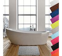 MSV - Tapis de Bain Microfibre Pebble - Absorbant et Antidérapant - 50 x 80 cm - Gris Clair - Confort Doux et Séchage Rapide - Idéal pour Salle de Bain et Douche