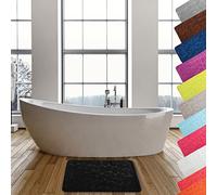 MSV - Tapis de Bain Microfibre Pebble - Absorbant et Antidérapant - 50 x 80 cm - Noir - Confort Doux et Séchage Rapide - Idéal pour Salle de Bain et Douche
