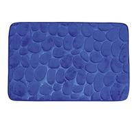 MSV - Tapis de Bain Microfibre Pebble - Sécurité Renforcée - Base Antidérapante - Usage Salle de Bain - Public Cible : Enfants et Personnes Âgées - 40 x 60 cm - Couleur Bleu Foncé
