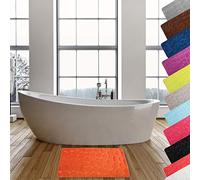 MSV - Tapis de Bain Microfibre Pebble - Sécurité Renforcée - Base Antidérapante - Usage Salle de Bain - Public Cible : Enfants et Personnes Âgées - 40 x 60 cm - Couleur Orange