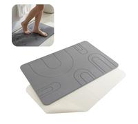 MSV Tapis de Bain Terre de Diatomée 80x50 cm Gris Ardoise - Tapis de Sol en Pierre Naturelle Absorbante, Séchage Instantané, Antibactérien & Anti-Moisissure, Sortie de Douche Antidérapante