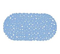 MSV - Tapis Fond de Baignoire PVC Galets - Antidérapant - Sécurité et Confort - 99 x 39 cm - Bleu Clair - Surface Texturée - Adapté à Tous Types de Baignoires