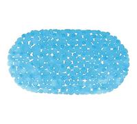 MSV - Tapis Fond de Baignoire PVC Galets - Antidérapant - Sécurité et Confort - 99 x 39 cm - Bleu Transparent - Surface Texturée - Adapté à Tous Types de Baignoires