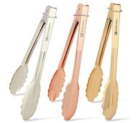 MSY BIGSUNNY Lot de 3 pinces alimentaires de cuisine de 22,9 cm, pinces de service pour cuisine, grill, pinces en aluminium (multicolore)
