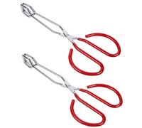 MSY BIGSUNNY Pince-ciseaux en acier inoxydable, Lot de 2 Rouge 25,4 cm Pince Barbecue Longue, Pinces de Ciseaux de Barbecue, Pince Retourne Saucisse, Résistantes à la Chaleur, Pince de Cuisine