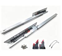 msymsyu Guide de montage au sol de 45 cm - Rail télescopique à 3 voies - 1 | Glissières à fermeture douce en acier au carbone avec 2 poignées, tiroir, porte d'armoire, comptoir de vente