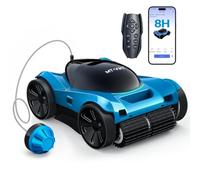 MT-VIKI Robot de piscine avec batterie pour mur, sol et ligne d'eau 4WD et | 480 min, nettoyeur de piscine sans fil, jusqu'à 400 m², puissance d'aspiration de 20 000 l/h, réservoir filtrant de 3,5 l