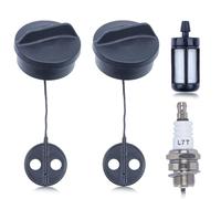 Mtanlo 2 Pièces Bouchon de Réservoir pour Stihl FS38 FS45 FS55 FS56 FS80 FS81 FS85 FS88 FS120 Débroussailleuses, Bouchon Essence avec Filtre à Essence et Bougie d'Allumage de Rechange