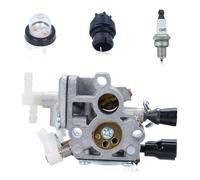 Mtanlo Kit carburateur pour Stihl HS46 HS56 Taille-haie, carburateur avec bougie d'allumage, jauge d'huile et poids d'équilibrage Remplacement Zama C1T-S195