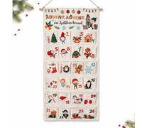 Mtbricey Calendrier de l'Avent à remplir, calendrier mural en tissu avec 24 | Calendrier à rebours réutilisable à suspendre - Décoration murale pour enfants - Sacs cadeaux pour Noël