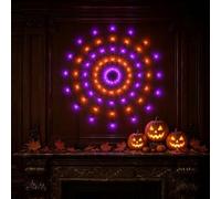 Mtbricey Toile d'araignée d'Halloween de 1,2 m, 70 DEL, fonctionne à piles, étanche, lumineuse, toile d'araignée, décoration effrayante pour extérieur, cour, jardin, intérieur, fête, maison hantée (C)