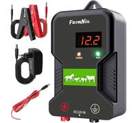 Mtchavno Électrificateur Clôture Électrique 15 KM, 12 KV, 2 Joules | Affichage LED, Cloture Electrique Pour Chevaux Bovins Moutons Volaille Jardin Pâturages (Gris Noir)