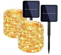 MTEVOTX Lot de 2 guirlandes lumineuses solaires d'extérieur , lumière de jardin , 200 LED 8 modes ,pour Décorations de Noël (2x22m)