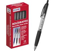 MTL Dohe - Boîte de 12 stylos rétractables - 1 mm - Noir