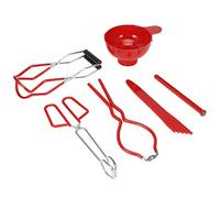 Mtlavishness 6 pièces/ensemble Kit de mise en conserve pinces alimentaires antidérapantes lève-bocal e pot couvercle lève-entonnoir ensemble de mesure (Rouge)