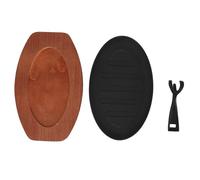 Mtlavishness Assiette de poisson frit de 12 pouces, plateau de service de poisson en fer, plat de service chaud pour steak, poêle avec plaque de base, poêle de service de poisson,